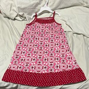 Hanna Andersson 110 5 pink red floral a line sundress euc worn once 💯 cotton